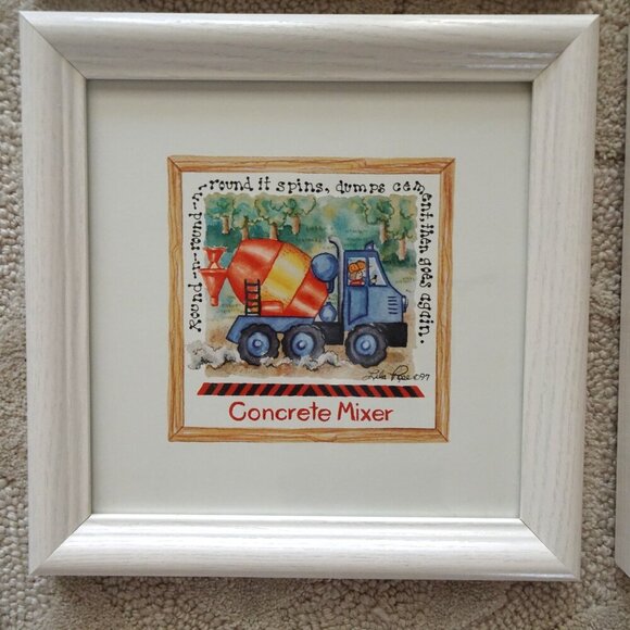 Child Wall Art Boys Kids Pictures Construction Equipment Trucks Framed Lila Rose - Picture 4 of 6